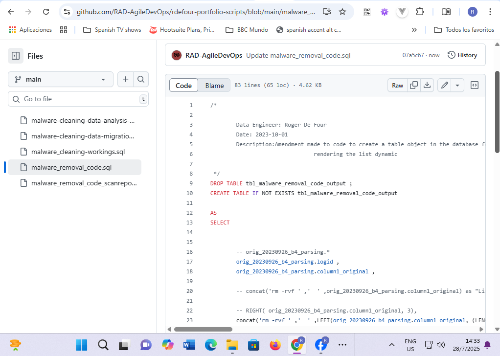 Image showing a mass deletion script for my business problem